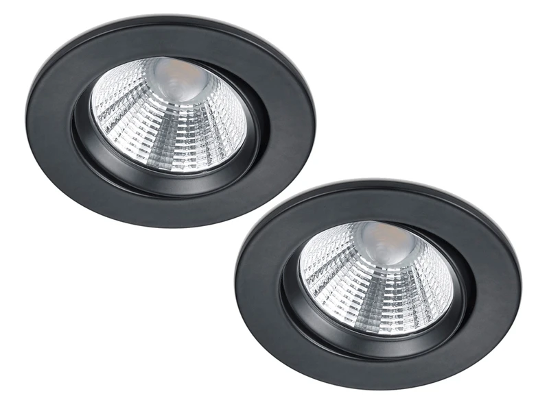 Trio Leuchten LED Einbaustrahler 2er Set Rund Schwenkbar Dimmbar Schwarz Matt 5,5W 2 Trio Leuchten LED Einbaustrahler 2er Set Rund Schwenkbar Dimmbar Schwarz Matt 5,5W – Bild 2