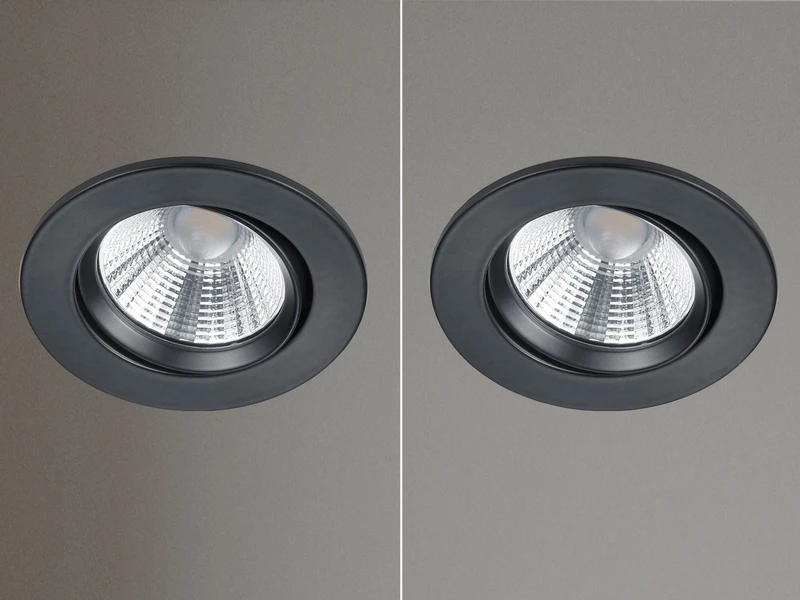 Trio Leuchten LED Einbaustrahler 2er Set Rund Schwenkbar Dimmbar Schwarz Matt 5,5W 1 Trio Leuchten LED Einbaustrahler 2er Set Rund Schwenkbar Dimmbar Schwarz Matt 5,5W