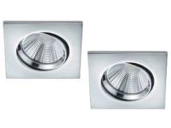 Trio Leuchten LED Einbaustrahler Decke 2er Set Eckig Schwenkbar Dimmbar Chrom Glänzend 5,5W