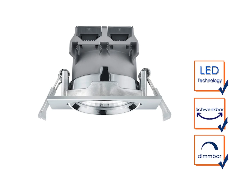 Trio Leuchten LED Einbaustrahler Decke 2er Set Eckig Schwenkbar Dimmbar Chrom Glänzend 5,5W 3 Trio Leuchten LED Einbaustrahler Decke 2er Set Eckig Schwenkbar Dimmbar Chrom Glänzend 5,5W – Bild 3
