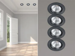 Trio Leuchten LED Einbaustrahler Rund 4er Set Ø 8,5cm Schwenkbar Dimmbar Schwarz Matt 5,5W