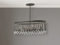 MeineWunschleuchte LED Großer Kronleuchter 6-flammig Mit Filigranem Kristall Glas Braun, 92cm Breit -Globo Store led grosser kronleuchter 6 flammig mit filigranem 1 2