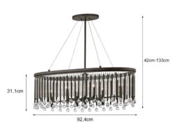 MeineWunschleuchte LED Großer Kronleuchter 6-flammig Mit Filigranem Kristall Glas Braun, 92cm Breit -Globo Store led grosser kronleuchter 6 flammig mit filigranem 1 3