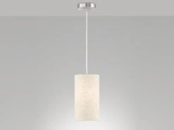 MeineWunschleuchte LED Hängelampe 1 Flammig Dimmbar Mit Leinen Lampenschirm Beige Ø 16cm