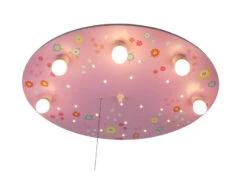 Niermann LED Kinder Deckenleuchte, Bunte Blumen Zugschalter Für LED-Schlummerlicht, Rund -Globo Store led kinder deckenleuchte bunte blumen zugschalter 1 2