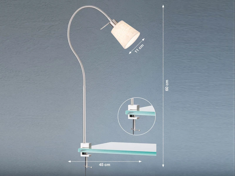 MeineWunschleuchte LED Klemmlampe Mit Leinen Lampenschirm Beige & Schwanenhals 3 MeineWunschleuchte LED Klemmlampe Mit Leinen Lampenschirm Beige & Schwanenhals – Bild 3