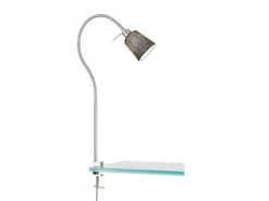 MeineWunschleuchte LED Klemmlampe Mit Leinen Lampenschirm Grau & Schwanenhals 4 MeineWunschleuchte LED Klemmlampe Mit Leinen Lampenschirm Grau & Schwanenhals -Globo Store led klemmlampe mit leinen lampenschirm grau schwan 1