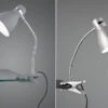 MeineWunschleuchte LED Klemmleuchte Flexibel, Chrom & Metallschirm Titan, 36cm