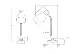 MeineWunschleuchte LED Klemmleuchte Flexibel, Chrom & Metallschirm Weiß, 36cm -Globo Store led klemmleuchte flexibel chrom metallschirm weiss 4