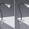 Reality Leuchten LED Klemmleuchten 2er SET 1 Flammig Schwanenhalslampe In Silber/Schwarz