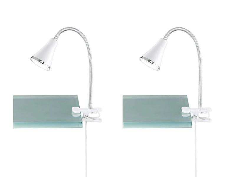 Reality Leuchten LED Klemmleuchten 2er SET 1 Flammige Kunststoff Schwanenhalslampe In Weiß 2 Reality Leuchten LED Klemmleuchten 2er SET 1 Flammige Kunststoff Schwanenhalslampe In Weiß – Bild 2