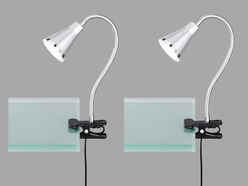 Reality Leuchten LED Klemmleuchten 2er SET 1 Flammige Kunststoff Schwanenhalslampe In Silber 1 Reality Leuchten LED Klemmleuchten 2er SET 1 Flammige Kunststoff Schwanenhalslampe In Silber