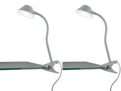 MeineWunschleuchte LED Klemmleuchten 2er Set Flexibel, Kunststoff Titanfarben, 26cm Hoch -Globo Store led klemmleuchten 2er set flexibel kunststoff tita 1