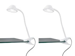 MeineWunschleuchte LED Klemmleuchten 2er Set Flexibel, Kunststoff Weiß, 26cm Hoch -Globo Store led klemmleuchten 2er set flexibel kunststoff weis 1