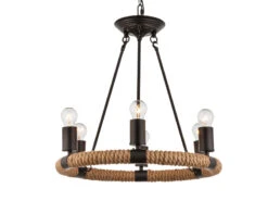 MeineWunschleuchte LED Kronleuchter 6-flammig Mit Hanfseil Ring Ø50cm -Globo Store led kronleuchter 6 flammig mit hanfseil ring 50cm 6