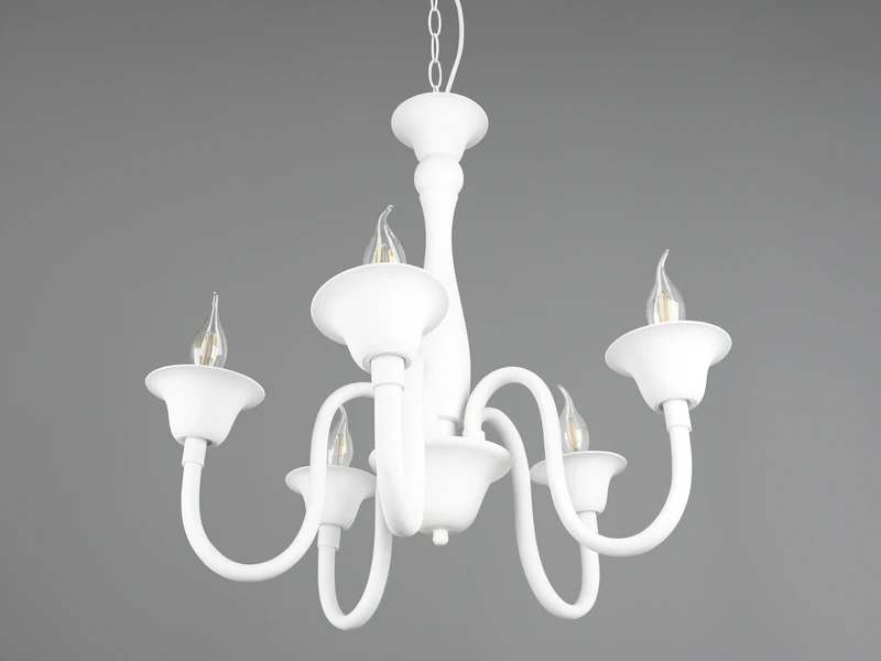 MeineWunschleuchte LED Kronleuchter Im Landhausstil, 5-flammig Stehend Ø 56cm, Weiß 9 MeineWunschleuchte LED Kronleuchter Im Landhausstil, 5-flammig Stehend Ø 56cm, Weiß – Bild 9