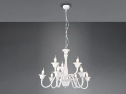 MeineWunschleuchte LED Kronleuchter Im Landhausstil, 9-flammig Stehend Ø 72cm, Weiß -Globo Store led kronleuchter im landhausstil 9 flammig stehend 2