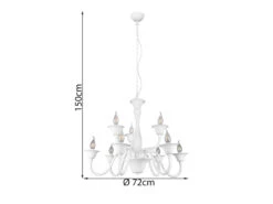 MeineWunschleuchte LED Kronleuchter Im Landhausstil, 9-flammig Stehend Ø 72cm, Weiß -Globo Store led kronleuchter im landhausstil 9 flammig stehend 3