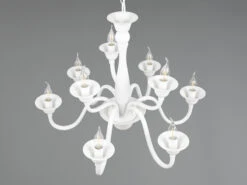 MeineWunschleuchte LED Kronleuchter Im Landhausstil, 9-flammig Stehend Ø 72cm, Weiß -Globo Store led kronleuchter im landhausstil 9 flammig stehend 7