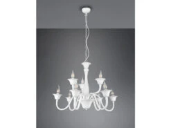 MeineWunschleuchte LED Kronleuchter Im Landhausstil, 9-flammig Stehend Ø 72cm, Weiß -Globo Store led kronleuchter im landhausstil 9 flammig stehend 8