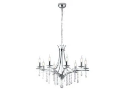 MeineWunschleuchte LED Kronleuchter Lüster Silber Mit Kristallbehang, 8-flammig Ø 68cm -Globo Store led kronleuchter luester silber mit kristallbehang 1