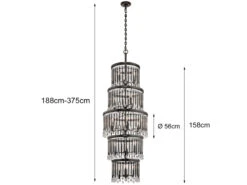 MeineWunschleuchte LED Kronleuchter Mehrflammig Mit Filigranem Kristall Glas, Braun, Bis 3,75m Lang -Globo Store led kronleuchter mehrflammig mit filigranem krista 3