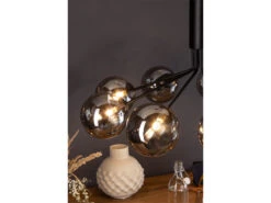 MeineWunschleuchte LED Pendelleuchte 9 Flammig Schwarz & Rauchglas, Bis 161cm Lang -Globo Store led pendelleuchte 9 flammig schwarz rauchglas bis 1 4