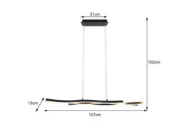 Trio Leuchten LED Pendelleuchte BLAZE Dimmbar Lichtfarbe Einstellbar Messing 107cm -Globo Store led pendelleuchte blaze dimmbar lichtfarbe einstel 12