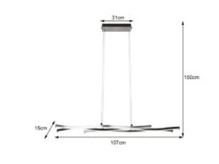 Trio Leuchten LED Pendelleuchte BLAZE Dimmbar Lichtfarbe Einstellbar Silber 107cm -Globo Store led pendelleuchte blaze dimmbar lichtfarbe einstel 3