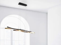 Trio Leuchten LED Pendelleuchte BLAZE Dimmbar Lichtfarbe Einstellbar Messing 107cm