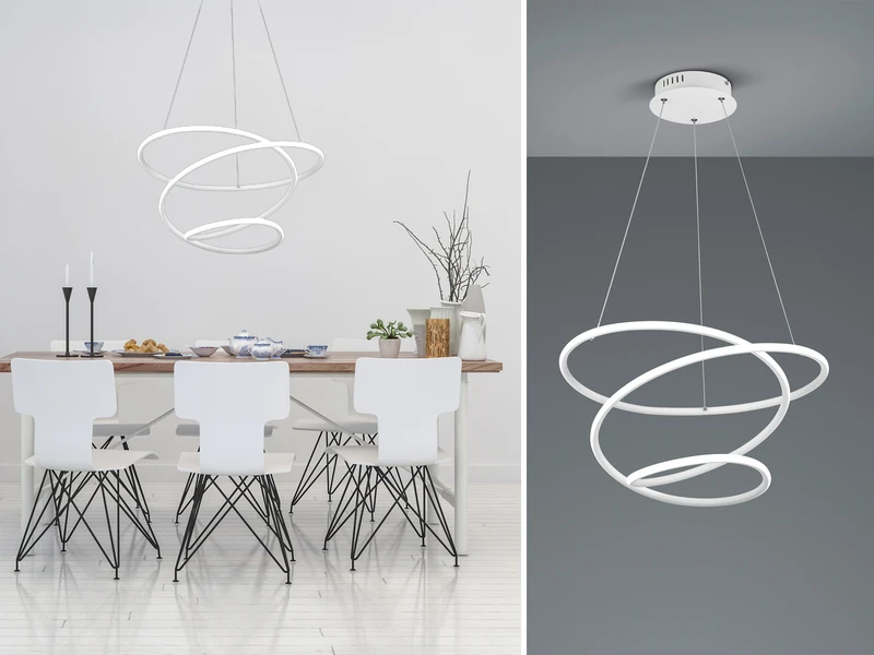 Reality Leuchten LED Pendelleuchte BOLOGNA Metall Weiß Matt 3 Stufen Dimmer Ø50cm 1 Reality Leuchten LED Pendelleuchte BOLOGNA Metall Weiß Matt 3 Stufen Dimmer Ø50cm