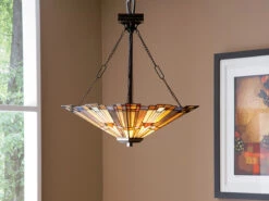 MeineWunschleuchte LED Pendelleuchte Im Tiffany Design Mit Buntem Echtglas 3-flammig, Ø44,5cm -Globo Store led pendelleuchte im tiffany design mit buntem ech 6