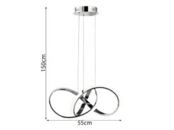 Wofi LED Pendelleuchte INDIGO In Silber Chrom Geschwungen, Ø 55cm -Globo Store led pendelleuchte indigo in silber chrom geschwung 3