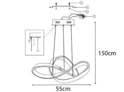 Wofi LED Pendelleuchte INDIGO In Silber Chrom Geschwungen, Ø 55cm -Globo Store led pendelleuchte indigo in silber chrom geschwung 6