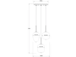 MeineWunschleuchte LED Pendelleuchte Mit 3 Rauchglaskugeln, Baldachin Ø 46cm, Messing -Globo Store led pendelleuchte mit 3 rauchglaskugeln baldachin 1 3