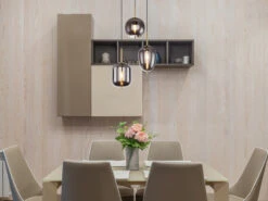 MeineWunschleuchte LED Pendelleuchte Mit 3 Rauchglaskugeln, Baldachin Ø 46cm, Messing -Globo Store led pendelleuchte mit 3 rauchglaskugeln baldachin 1 4