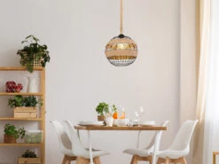 MeineWunschleuchte LED Pendelleuchte Mit Hanfseil Und Drahtkugel Schwarz Ø 30cm -Globo Store led pendelleuchte mit hanfseil und drahtkugel schw 5