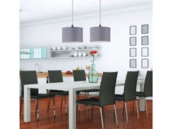 Trio Leuchten LED Pendelleuchte Mit Stoff Einflammig Ø40cm In Grau -Globo Store led pendelleuchte mit stoff einflammig 40cm in gra 5