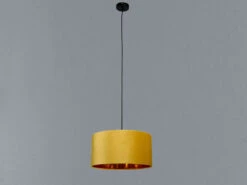 MeineWunschleuchte LED Pendelleuchte Vintage Mit Lampenschirm Samt Gelb / Gold Ø 40cm
