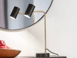 MeineWunschleuchte LED Schreibtischlampe In Messing / Schwarz Matt, Spot Schwenkbar, Höhe 45cm