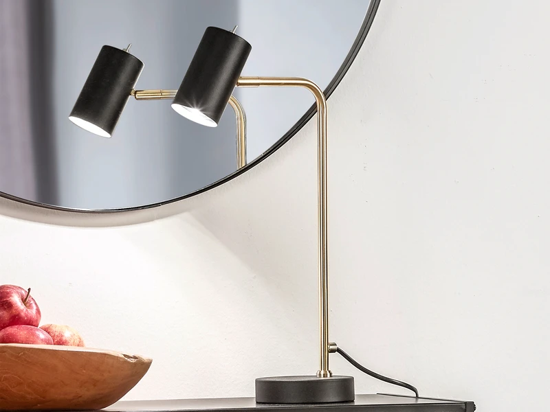 MeineWunschleuchte LED Schreibtischlampe In Messing / Schwarz Matt, Spot Schwenkbar, Höhe 45cm 1 MeineWunschleuchte LED Schreibtischlampe In Messing / Schwarz Matt, Spot Schwenkbar, Höhe 45cm