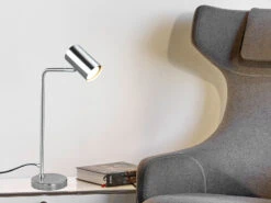 MeineWunschleuchte LED Schreibtischlampe In Silber Matt, Spot Schwenkbar, Höhe 45cm