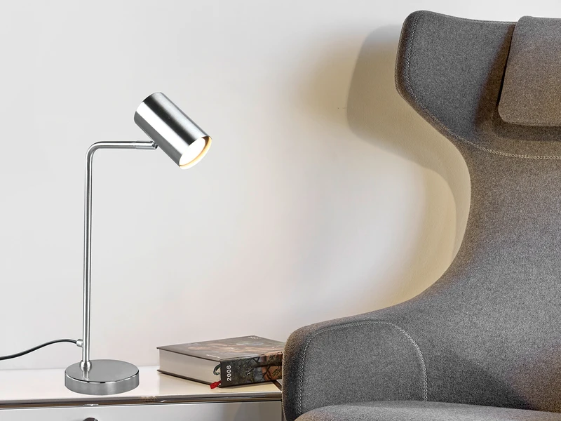 MeineWunschleuchte LED Schreibtischlampe In Silber Matt, Spot Schwenkbar, Höhe 45cm 1 MeineWunschleuchte LED Schreibtischlampe In Silber Matt, Spot Schwenkbar, Höhe 45cm