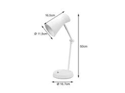 MeineWunschleuchte LED Schreibtischlampe Mit Gelenkarm Metallschirm In Weiß Höhe 50cm -Globo Store led schreibtischlampe mit gelenkarm metallschirm i 3