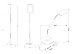 Trio Leuchten LED Schreibtischleuchte BERGAMO Silber Flexibel Sensordimmer - Höhe 50cm -Globo Store led schreibtischleuchte bergamo silber flexibel se 2