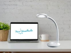 Reality Leuchten LED Schreibtischleuchte COBRA Weiß, Flexgelenk & Touch Dimmer, 32cm Hoch