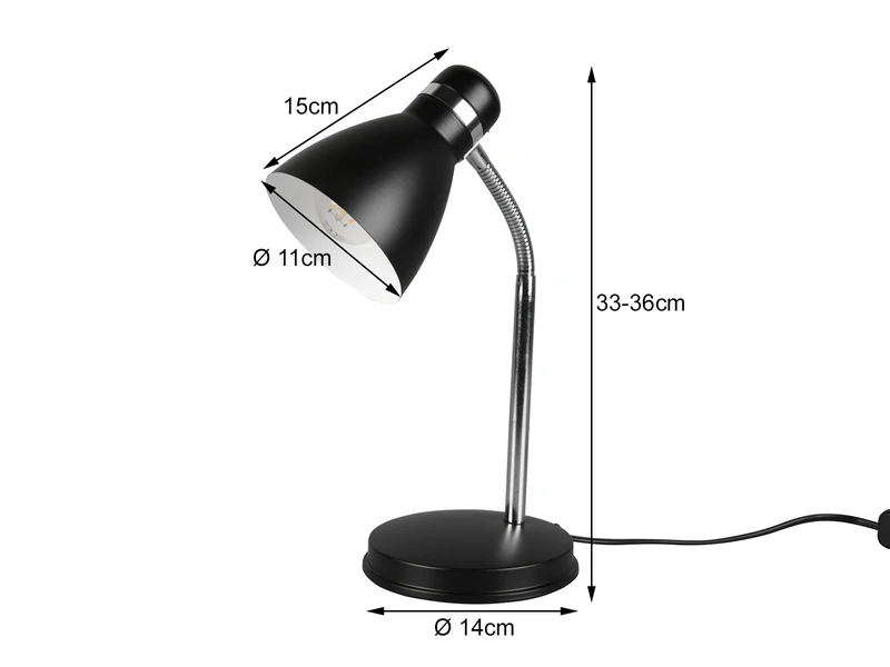 MeineWunschleuchte LED Schreibtischleuchte Flexibel, Chrom & Metallschirm Schwarz, 33cm 4 MeineWunschleuchte LED Schreibtischleuchte Flexibel, Chrom & Metallschirm Schwarz, 33cm – Bild 4