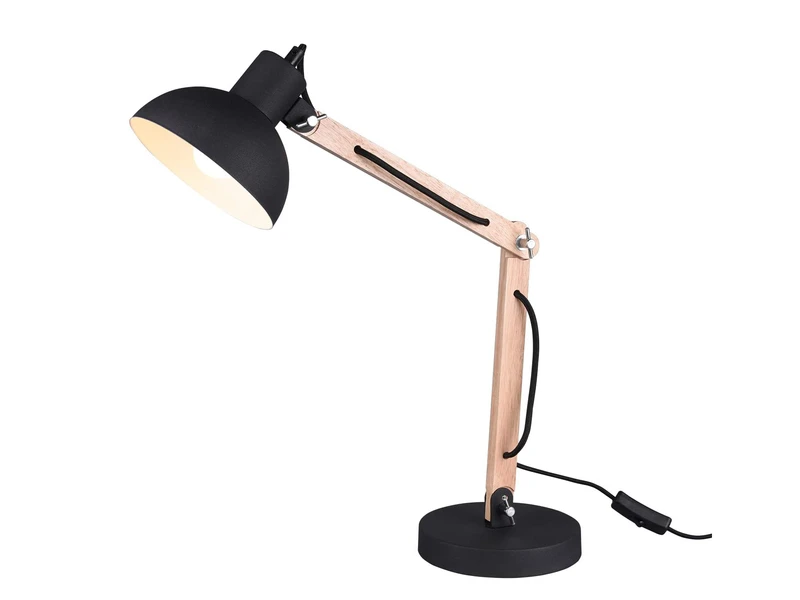 MeineWunschleuchte LED Schreibtischleuchte Holz & Metall Schwarz - Höhe 50cm 2 MeineWunschleuchte LED Schreibtischleuchte Holz & Metall Schwarz - Höhe 50cm – Bild 2