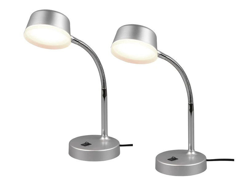 MeineWunschleuchte LED Schreibtischleuchten 2er SET Flexibel, Kunststoff Titan, 34cm Hoch 2 MeineWunschleuchte LED Schreibtischleuchten 2er SET Flexibel, Kunststoff Titan, 34cm Hoch – Bild 2