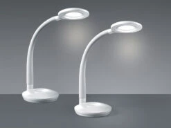 MeineWunschleuchte LED Schreibtischleuchten 2er SET Weiß, Flexgelenk & Touch Dimmer, 32cm Hoch -Globo Store led schreibtischleuchten 2er set weiss flexgelenk 1 2